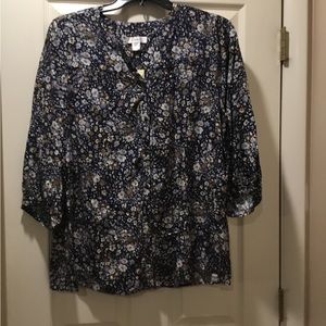 Brand New w/Tags, CJ Banks Blue Floral Blouse, Size 1X